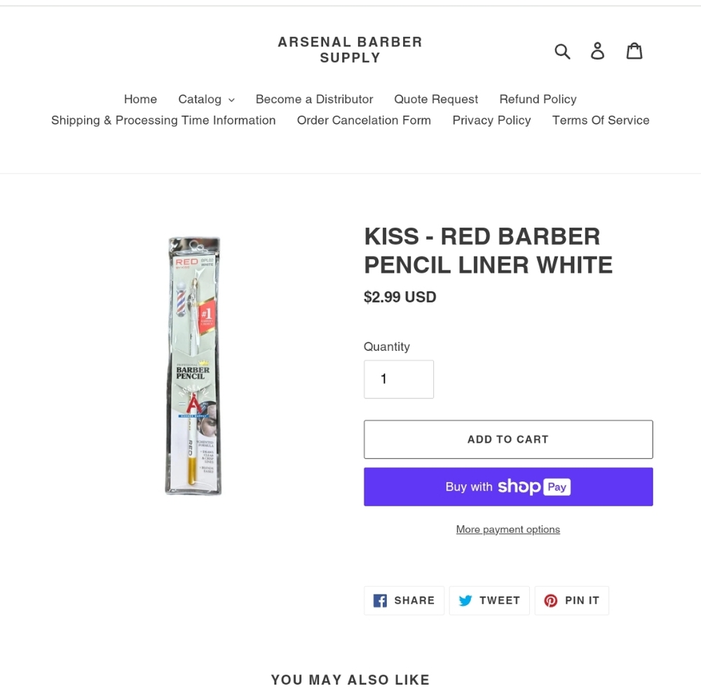 🌁 NWT: KISS, RED BARBER PENCIL, LINER WHITE.